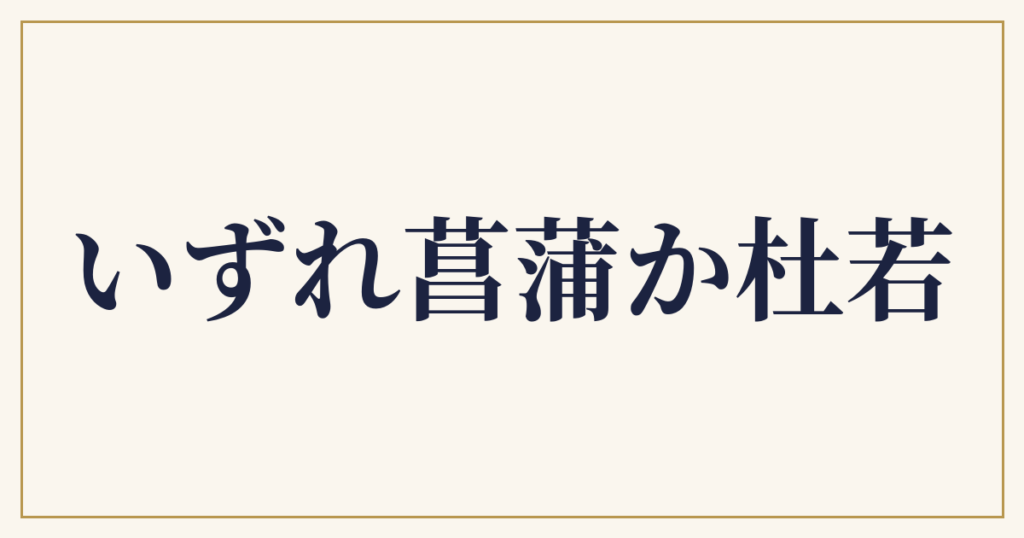 いずれ菖蒲か杜若
